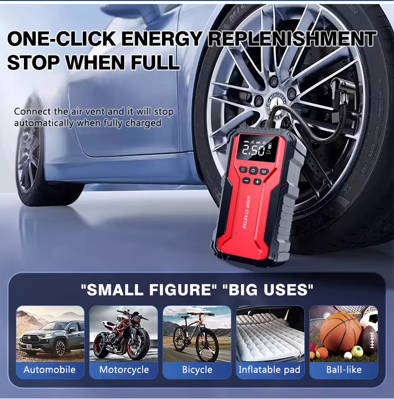 99800mAh Jump Starter with Digital Compressor, Power Bank & Emergency LED Light 🚗⚡