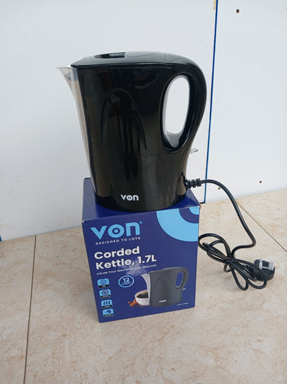 VON 1.7L Corded Electric Kettle – Fast Boil Water Kettle with Auto Shut-Off