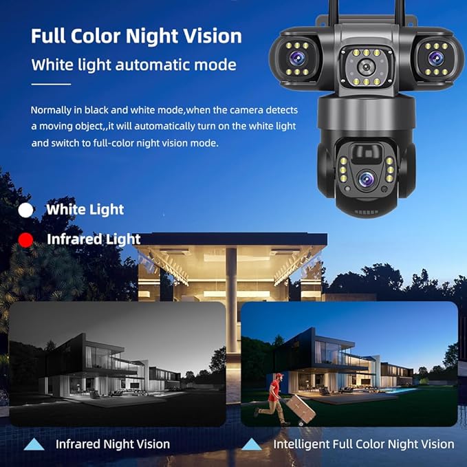 Solar 4G PTZ Security Camera – Triple Lens, AI Motion Detection & Color Night Vision