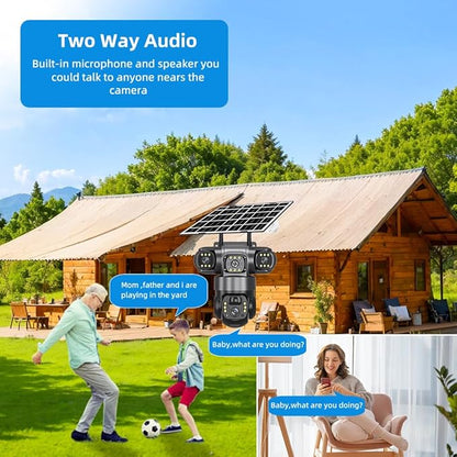 Solar 4G PTZ Security Camera – Triple Lens, AI Motion Detection & Color Night Vision