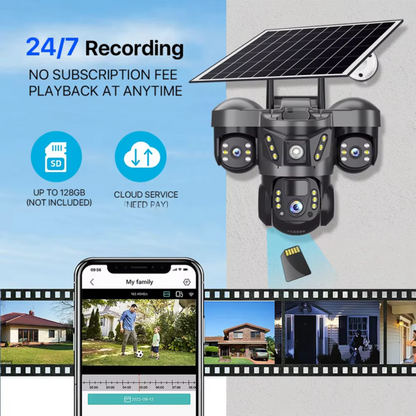Solar 4G PTZ Security Camera Outdoor – SIM Card CCTV with Night Vision