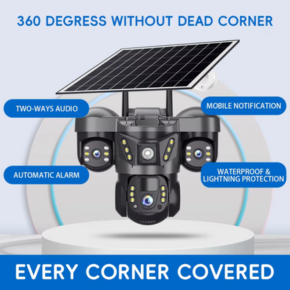 Solar 4G PTZ Security Camera Outdoor – SIM Card CCTV with Night Vision