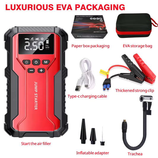 99800mAh Jump Starter with Digital Compressor, Power Bank & Emergency LED Light 🚗⚡